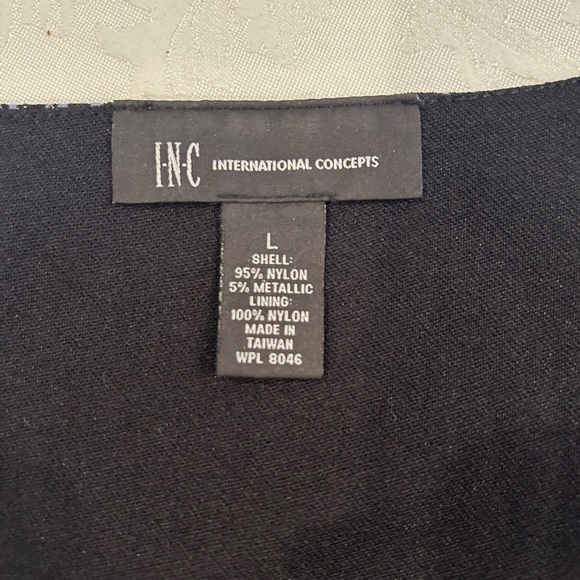 INC International Concepts Black and Blue Long Sleeve Top with Silver Threading - Picture 6 of 6